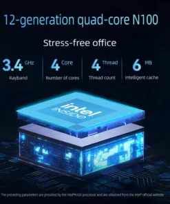 XCY Intel Core 12 N100/N200/N300/N305 Quad-Core Mini PC